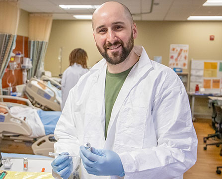 Nursing student in lab